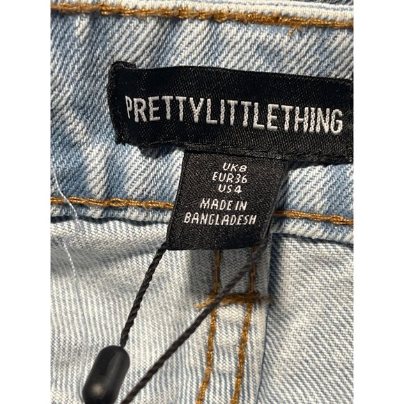 PrettyLittleThing Womens Light Blue Wash Thigh Split Boyfriend Jeans UK8 US4 - Picture 5 of 8